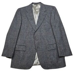Ralph Lauren Polo University Tweed Blazer Mens 42S Gray Windowpane Made USA VTG